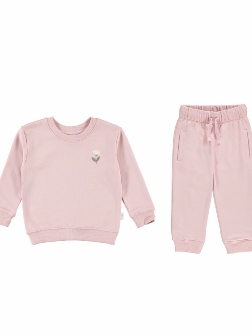 Girls Pink Floral Sweatshirt & Jogger Set